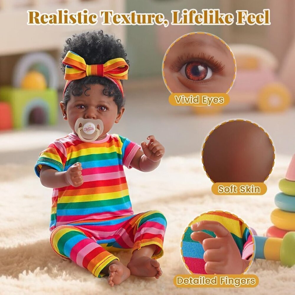 🆕20Inch African American Newborn Full Cloth Body Doll Brown Macie Girl Doll - Picture 2 of 8